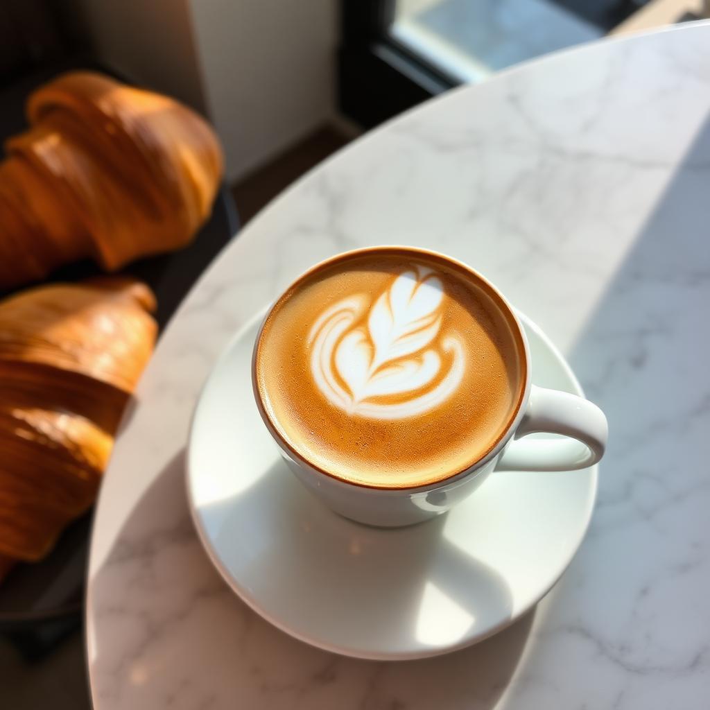 Latte and croissants